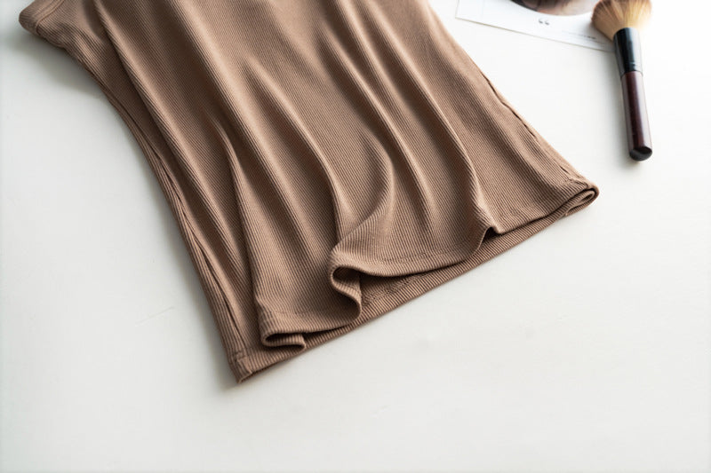 Halter Neck Off-shoulder Camisole Tops Basic Solid Women T shirts Tees Summer Female Tanks Sleeveless With Chest Pad