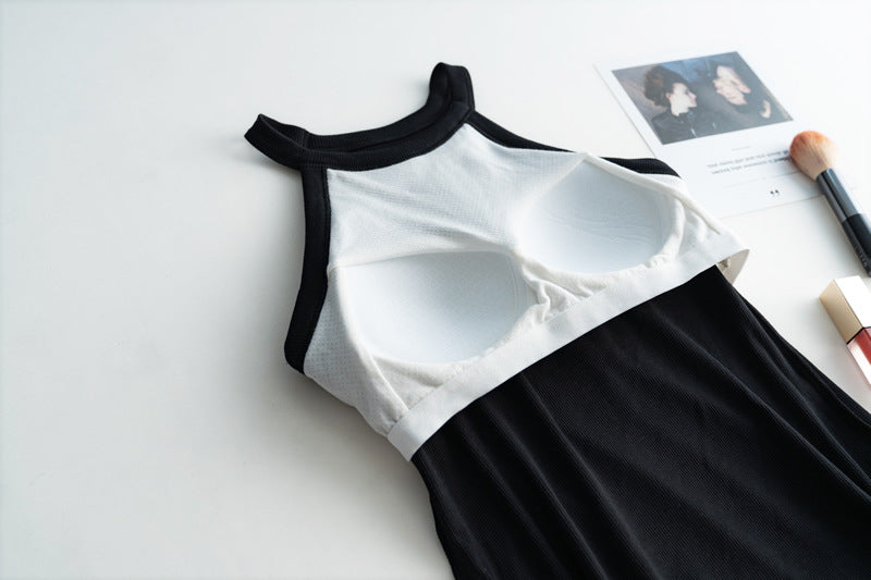 Halter Neck Off-shoulder Camisole Tops Basic Solid Women T shirts Tees Summer Female Tanks Sleeveless With Chest Pad