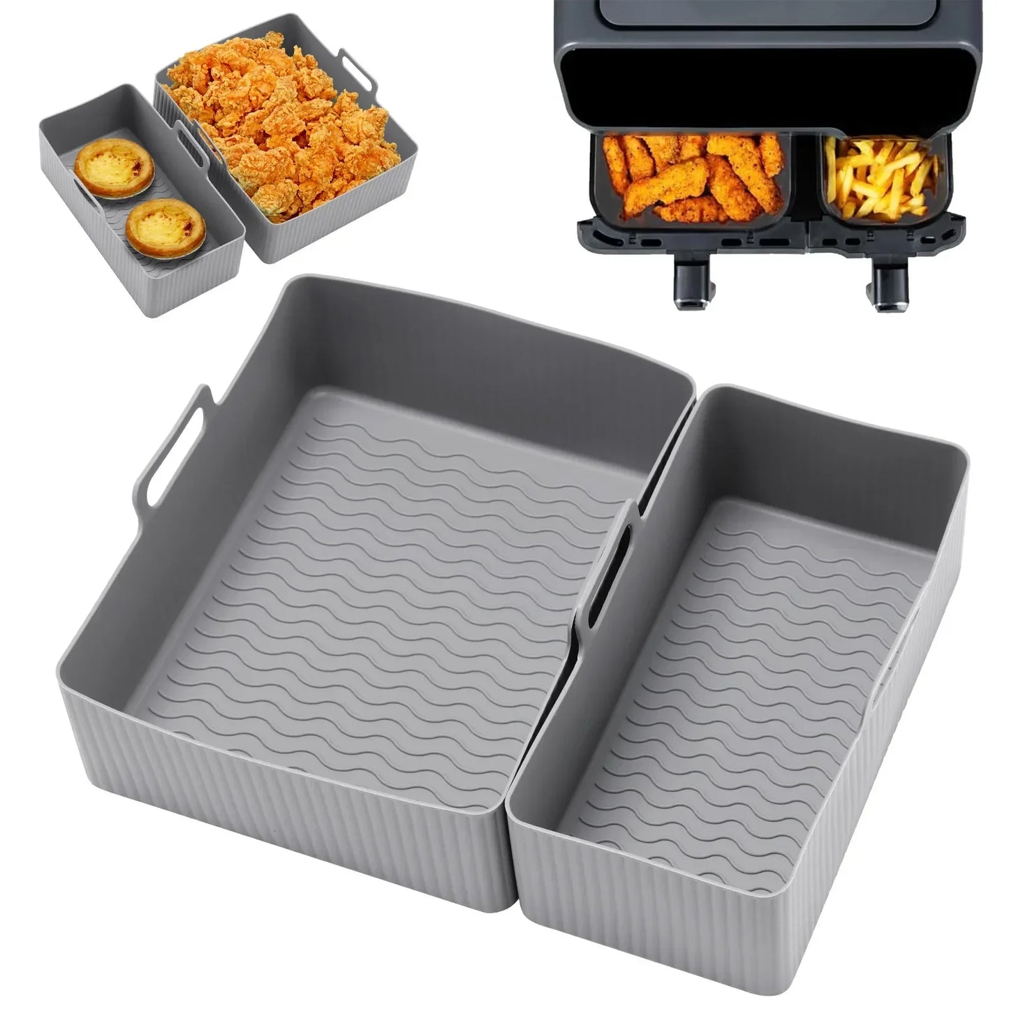 Air Fryer Tray Silicone Mold For Tefal Ey901840 Air Fryer Liner Basket Reusable Oven Baking Tray Non-Stick Pizza Grill Pan