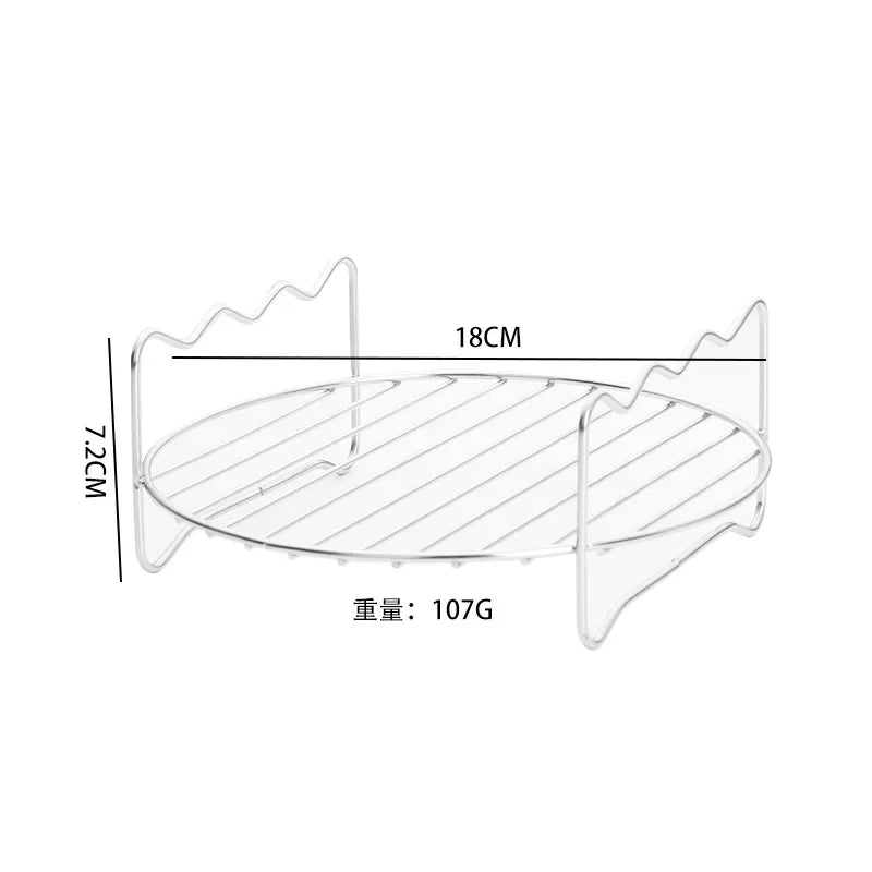 Air Fryer Stainless Steel Rack Tray&Steaming Racks Air Fryer Tools Baking Pan BBQ Gril Baking Cooker Accessories Cooking Tools