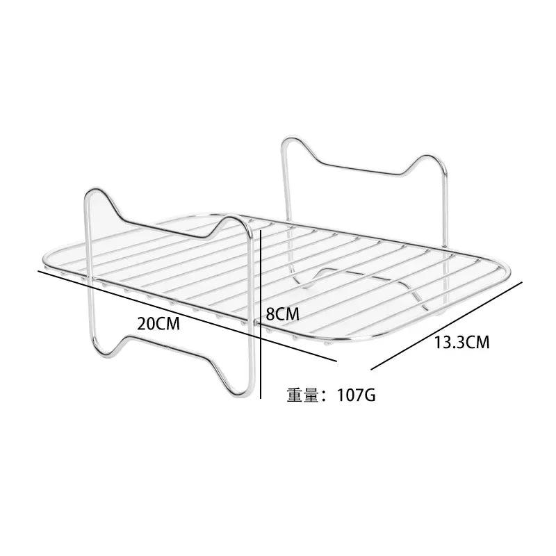 Air Fryer Stainless Steel Rack Tray&Steaming Racks Air Fryer Tools Baking Pan BBQ Gril Baking Cooker Accessories Cooking Tools