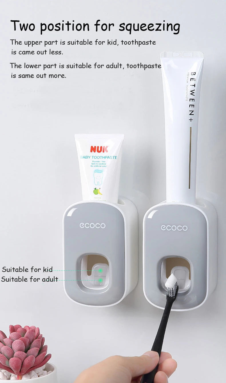 Ecoco Automatic Toothpaste Dispenser No Nail Bathroom Toothpaste Squeezer Punch Free Wall Mounted Bathroom Accessories Fine Gift