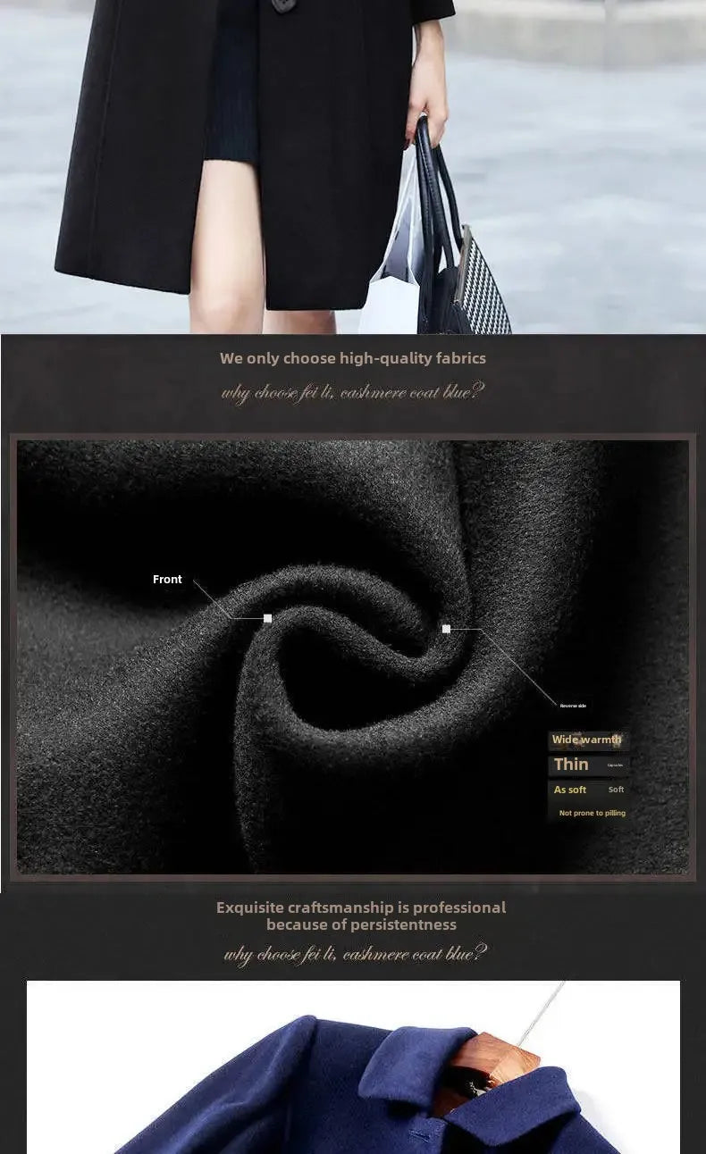 Women's Medium-Length Woolen Overcoat 2024 Autumn Winter New Style Plus Sizes Slimming Effect Smooths Your Silhouette Woolen Jac