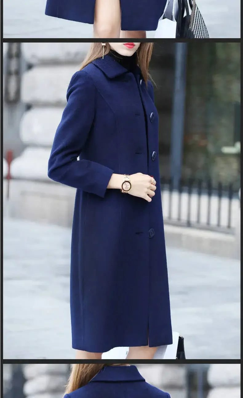 Women's Medium-Length Woolen Overcoat 2024 Autumn Winter New Style Plus Sizes Slimming Effect Smooths Your Silhouette Woolen Jac