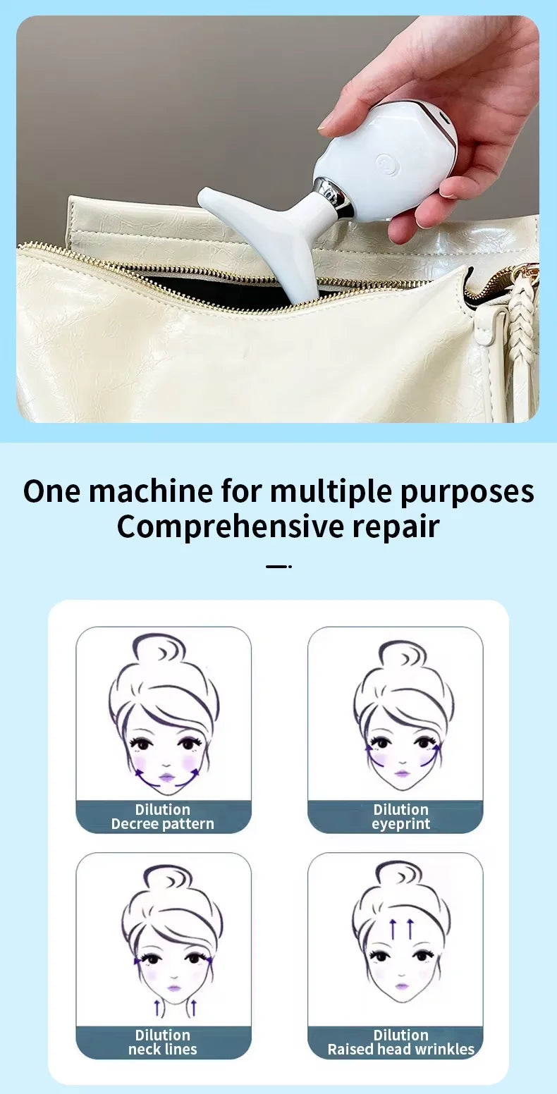 facial Microcurrent, Chin Lifting Face Neck Beauty Device LED Photon Firming Rejuvenation Anti Wrinkle Skin Care Facial Massager