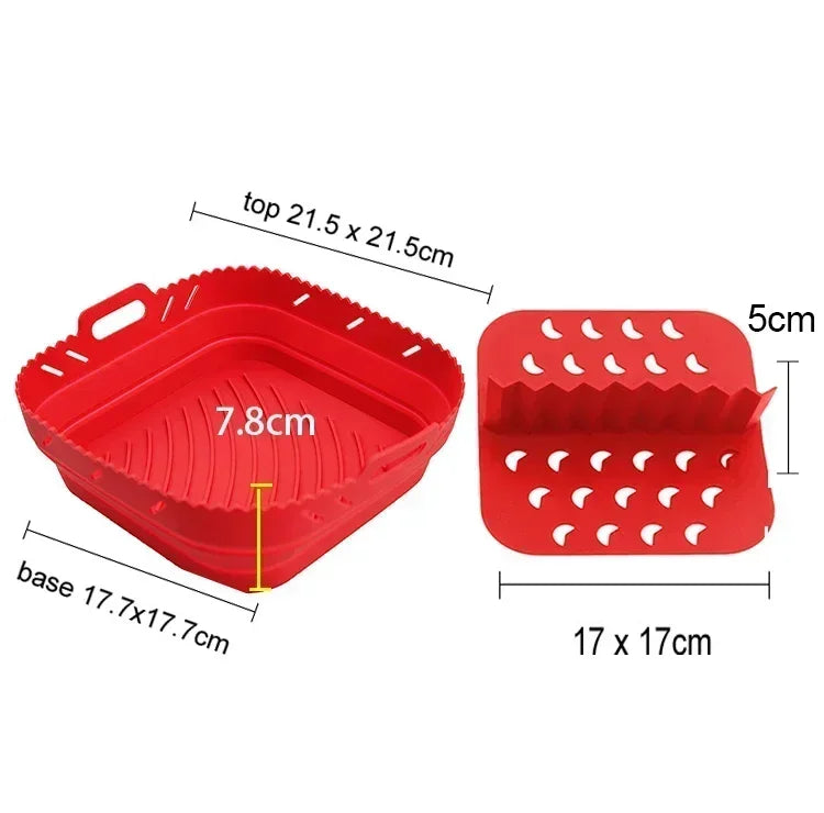 Air Fryer Silicone Tray Fried Chicken Baking Tool Oven Baking Tray with Divider Plate Reusable Liner Airfryer Silicone Basket