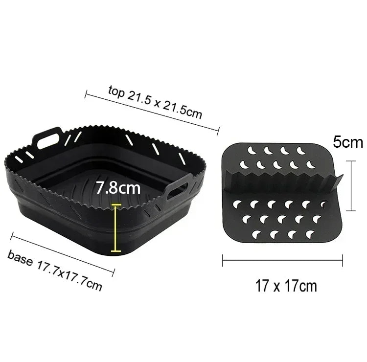 Air Fryer Silicone Tray Fried Chicken Baking Tool Oven Baking Tray with Divider Plate Reusable Liner Airfryer Silicone Basket