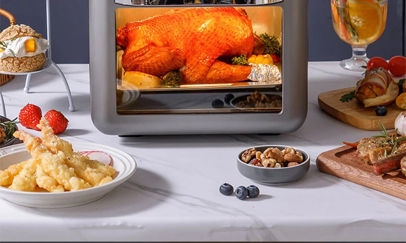 Air Fryers, 10L Large Capacity Electric Oil-free Automatic Household Kitchen 360°Baking Convection Oven Deep Fryer without Oil