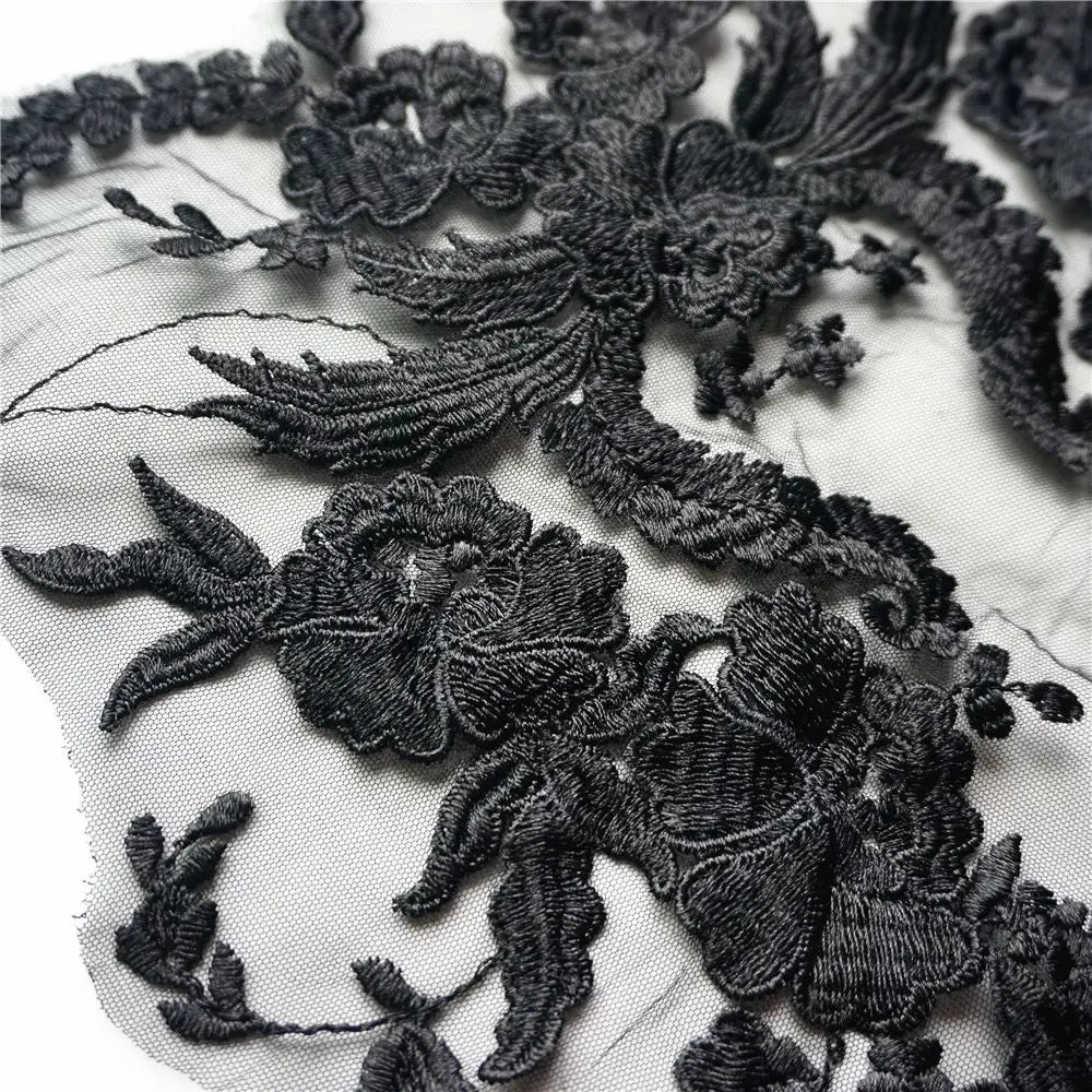 Embroidered Lace Applique Sewing Flower Fabric Collar Patch For Wedding Party Gown Bridal Dress Clothes DIY Crafts