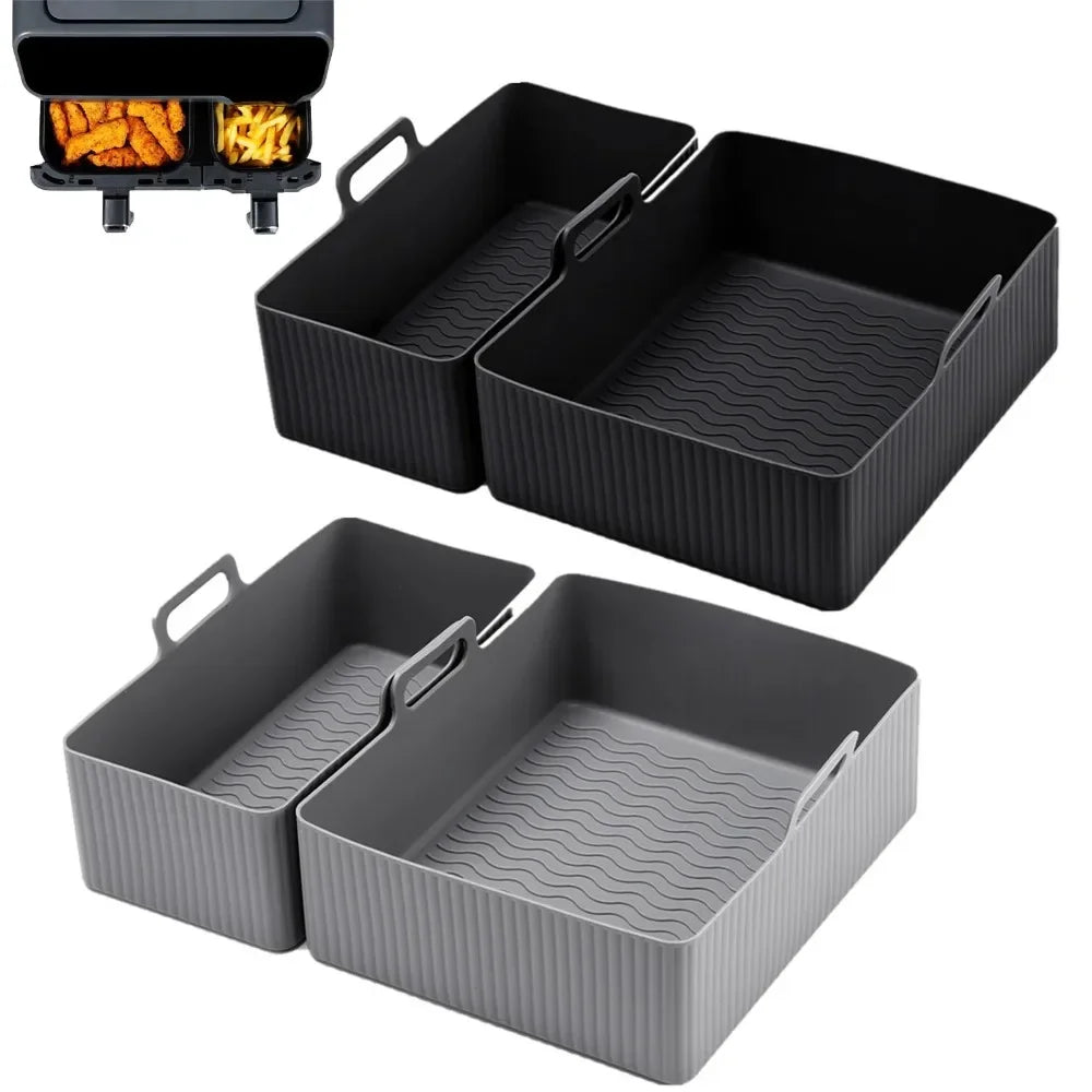 Air Fryer Tray Silicone Mold For Tefal Ey901840 Air Fryer Liner Basket Reusable Oven Baking Tray Non-Stick Pizza Grill Pan
