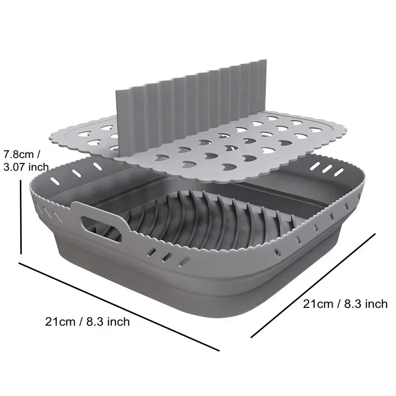 Air Fryer Silicone Tray Fried Chicken Baking Tool Oven Baking Tray with Divider Plate Reusable Liner Airfryer Silicone Basket