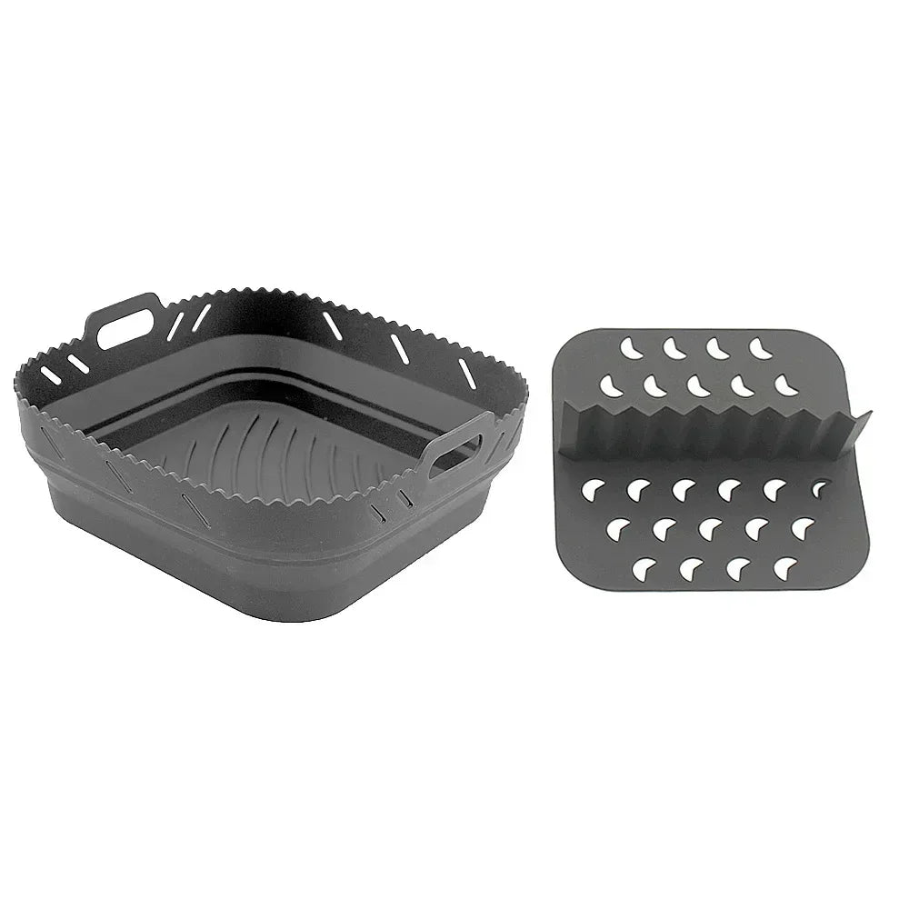 Air Fryer Silicone Tray Fried Chicken Baking Tool Oven Baking Tray with Divider Plate Reusable Liner Airfryer Silicone Basket
