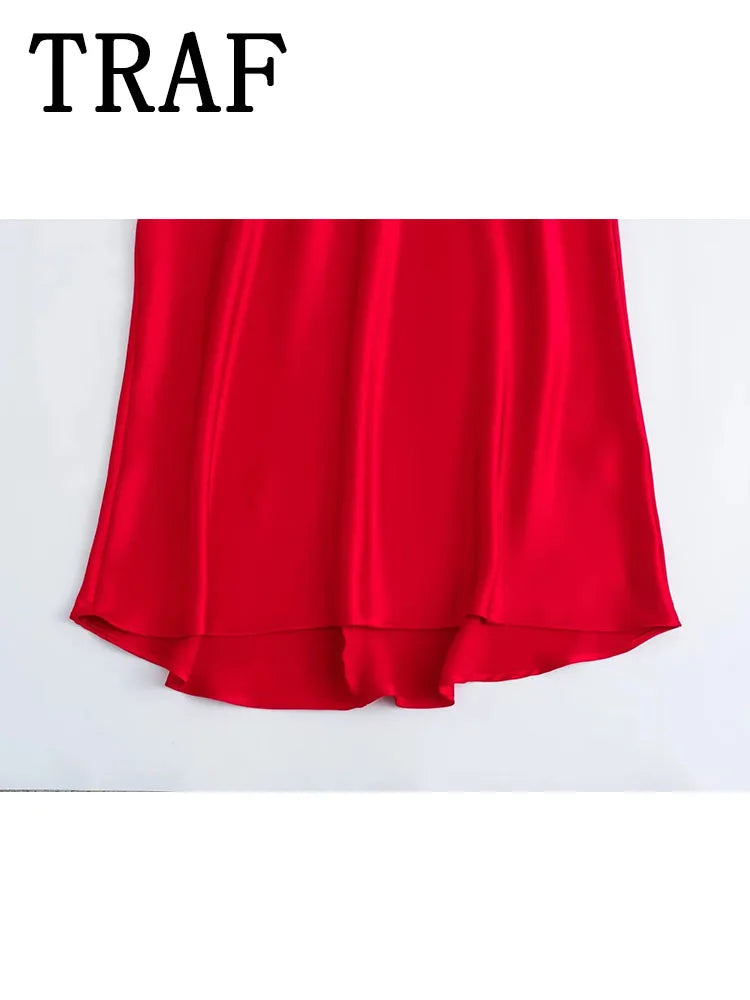 2024 Halter Long Dresses for Women Backless Satin Dress Woman Off Shoulder Sexy Midi Dresses Elegant Evening Party Dress