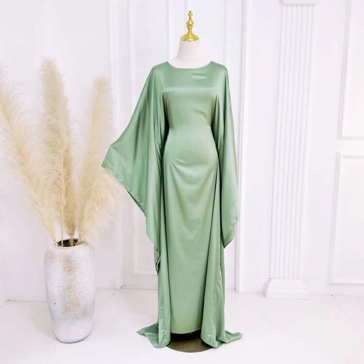 Comfortable Classic Abaya 2024 Islamic Clothing Satin Fabric Batwing Kaftan Women's Dresses Modest Abaya Women Muslim Dress