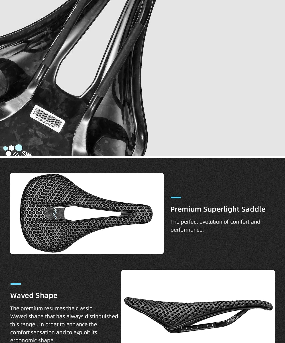 RYET 3D Printed Bike Carbon Saddle 140mm SuperLight 165g Road MTB Racing Saddles Bicycle Seat Cushion Cycling Seating Parts