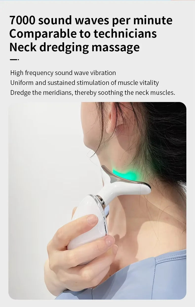 facial Microcurrent, Chin Lifting Face Neck Beauty Device LED Photon Firming Rejuvenation Anti Wrinkle Skin Care Facial Massager