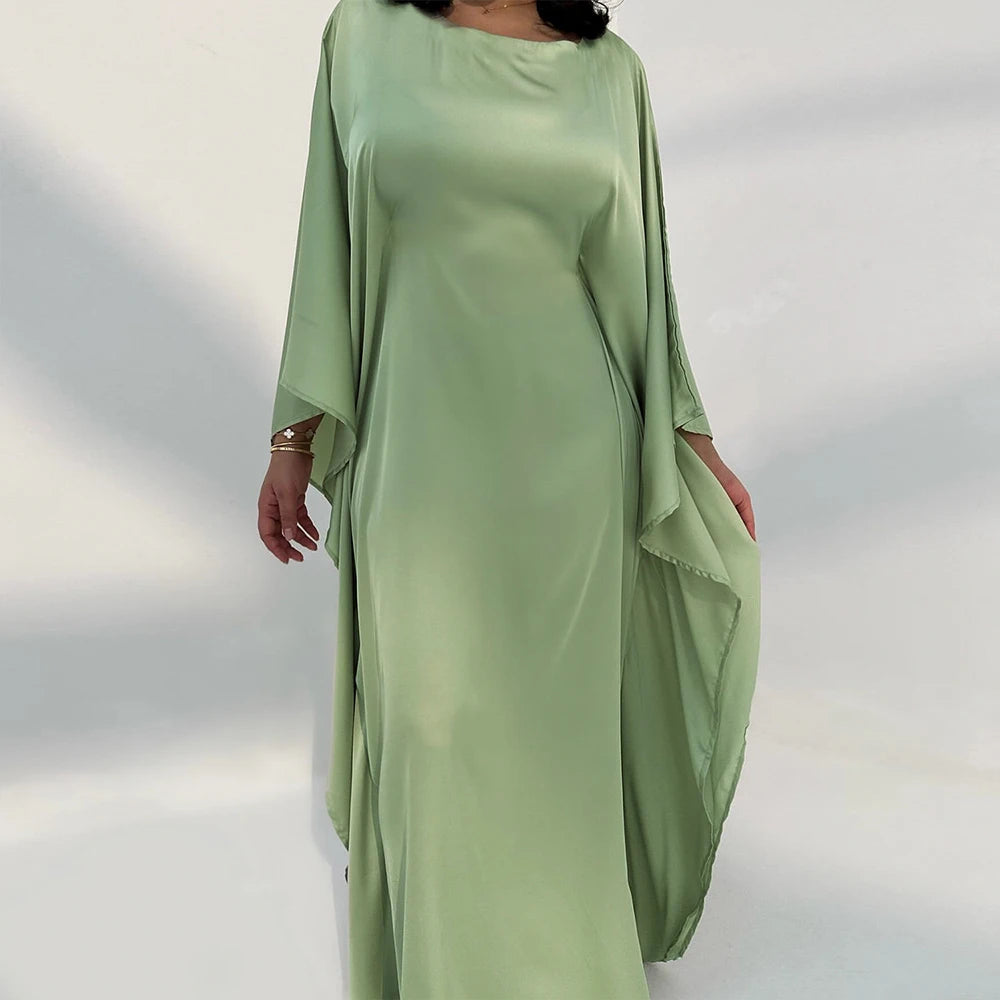 Comfortable Classic Abaya 2024 Islamic Clothing Satin Fabric Batwing Kaftan Women's Dresses Modest Abaya Women Muslim Dress