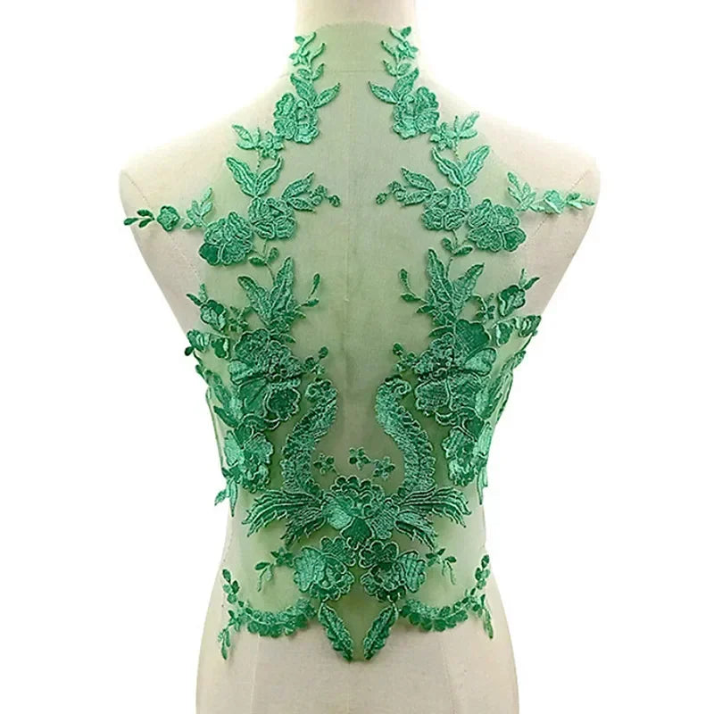 Embroidered Lace Applique Sewing Flower Fabric Collar Patch For Wedding Party Gown Bridal Dress Clothes DIY Crafts