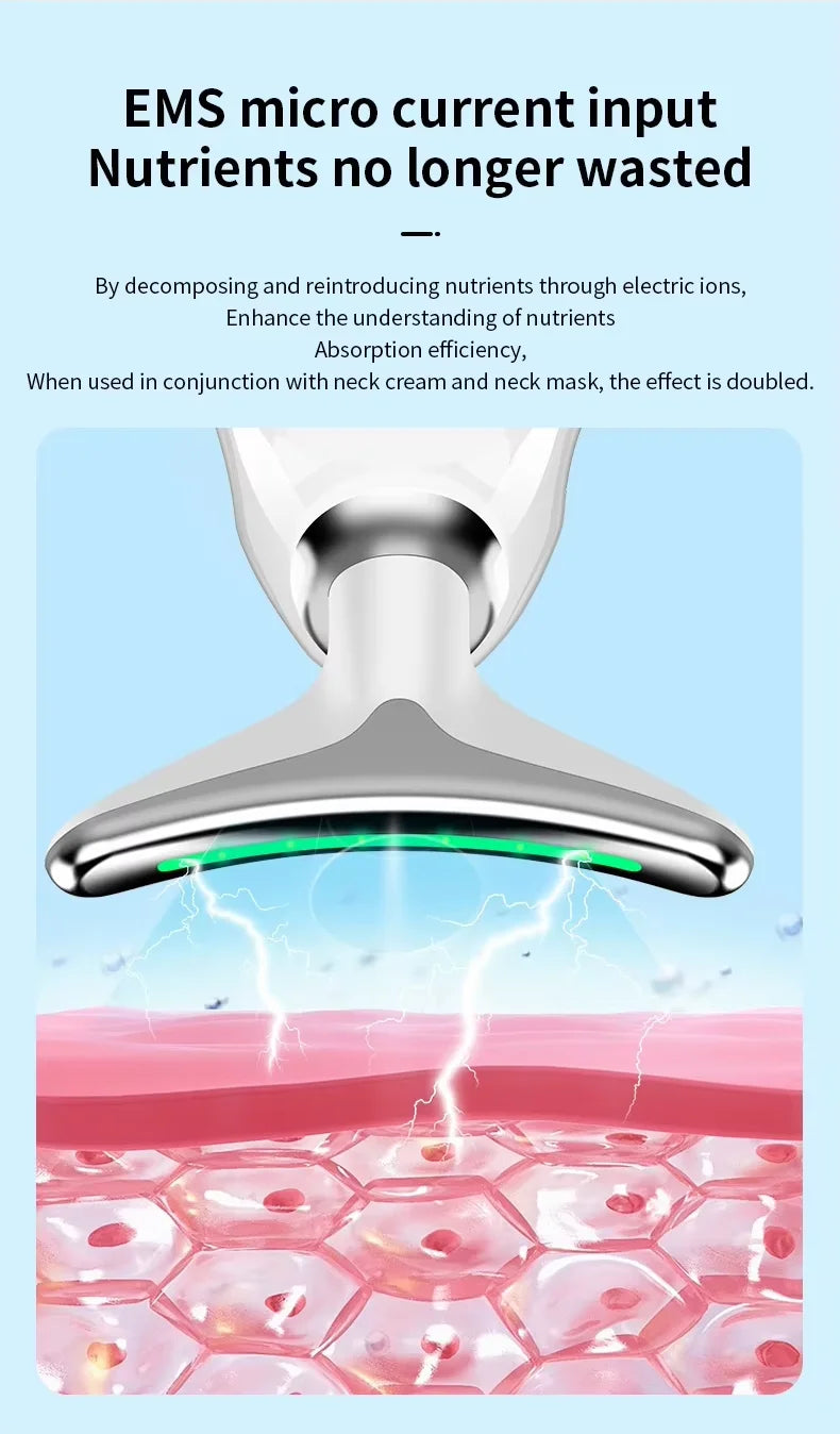 facial Microcurrent, Chin Lifting Face Neck Beauty Device LED Photon Firming Rejuvenation Anti Wrinkle Skin Care Facial Massager