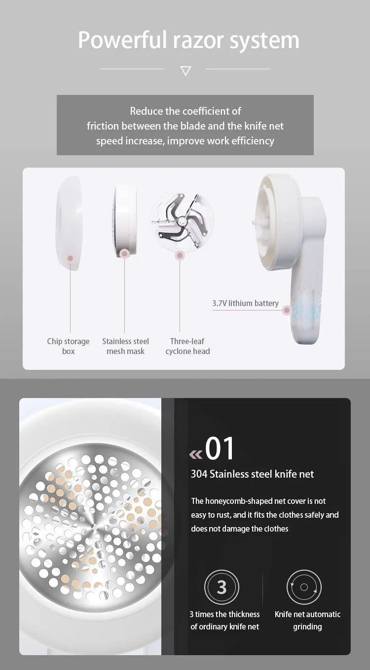 Portable Electric Lint Remover or lint roller From Sweater Clothes Hair Ball Trimmer Fuzz Pellet Cut Fluff Machine Fabric Shaver Home Appliance