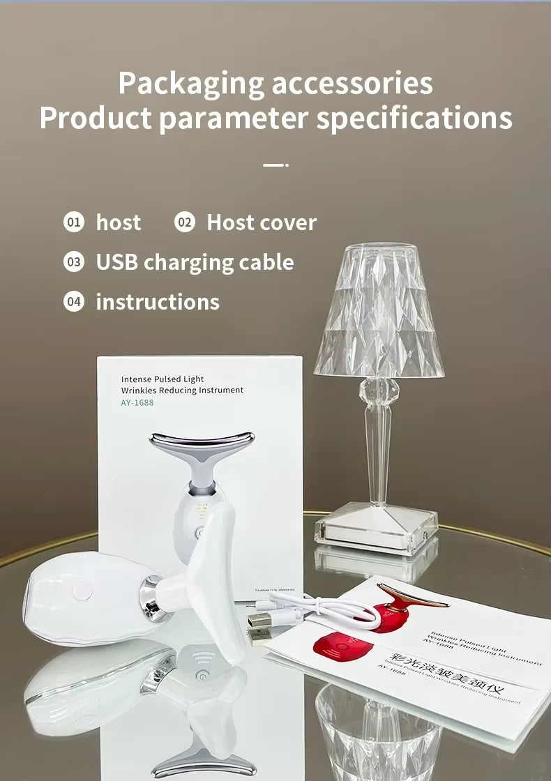 facial Microcurrent, Chin Lifting Face Neck Beauty Device LED Photon Firming Rejuvenation Anti Wrinkle Skin Care Facial Massager