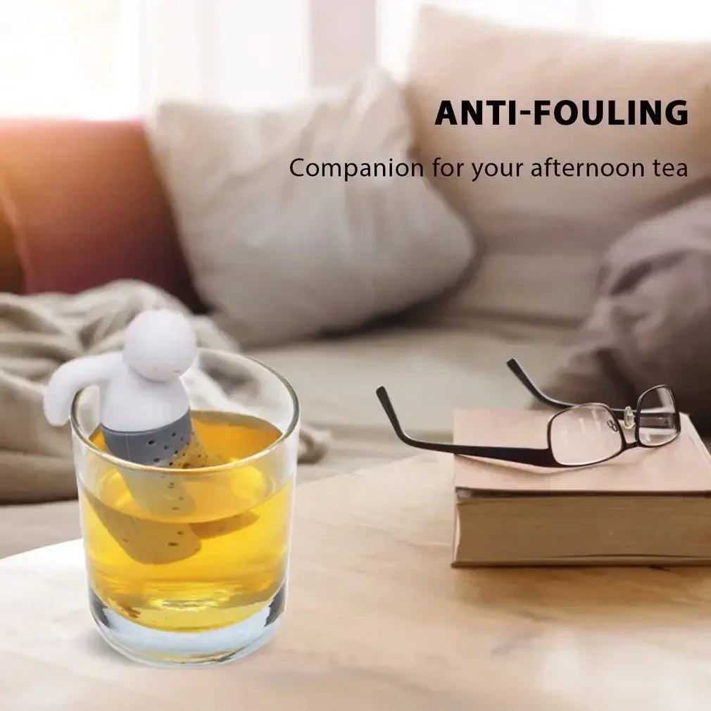 Mr. Tea Man Model Tea Infuser Interesting Food Grade Tea Infuser Tea Leaf Tea Filter Tea Bag, Creative Silicone Tea Strainer