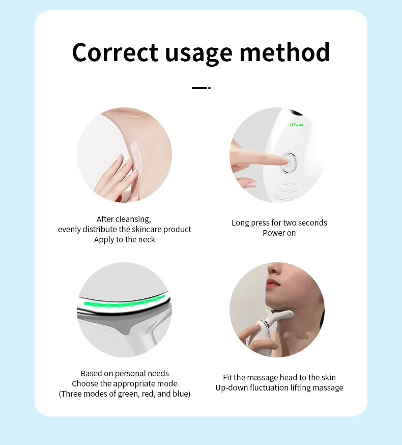 facial Microcurrent, Chin Lifting Face Neck Beauty Device LED Photon Firming Rejuvenation Anti Wrinkle Skin Care Facial Massager