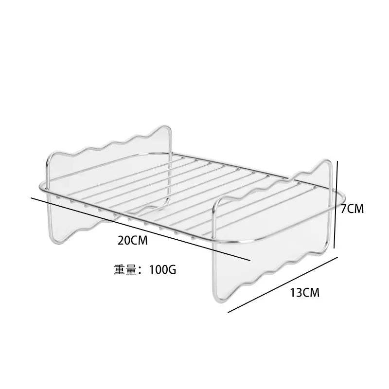 Air Fryer Stainless Steel Rack Tray&Steaming Racks Air Fryer Tools Baking Pan BBQ Gril Baking Cooker Accessories Cooking Tools