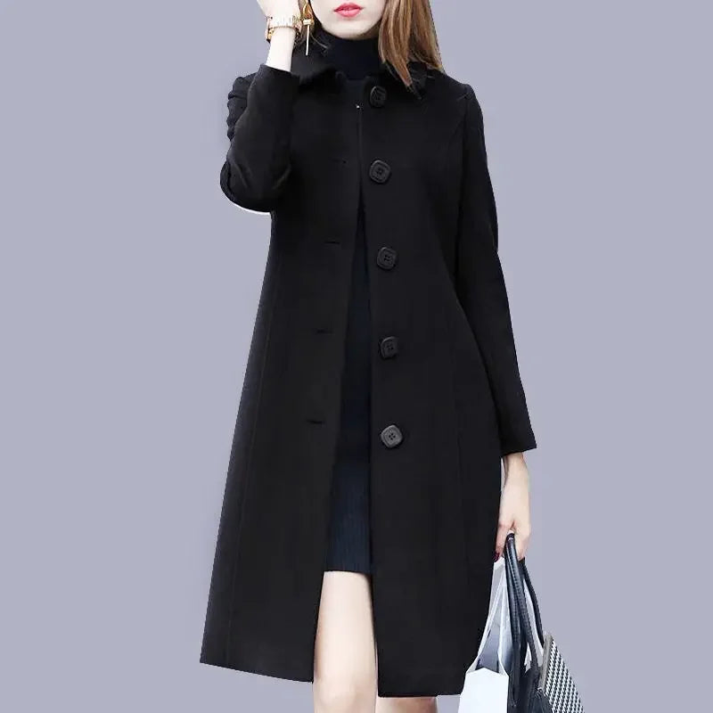Women's Medium-Length Woolen Overcoat 2024 Autumn