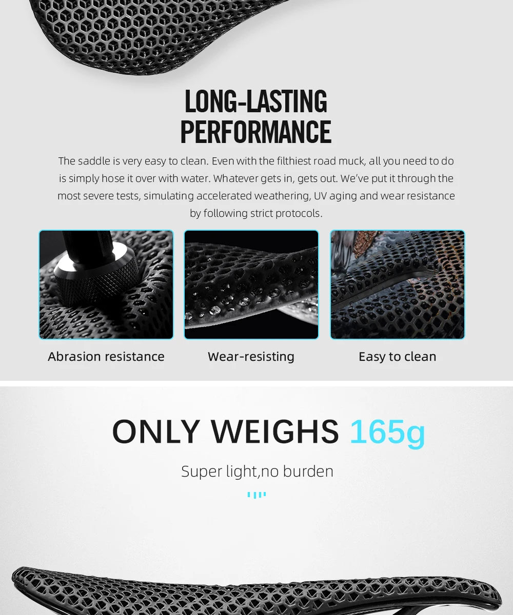 RYET 3D Printed Bike Carbon Saddle 140mm SuperLight 165g Road MTB Racing Saddles Bicycle Seat Cushion Cycling Seating Parts