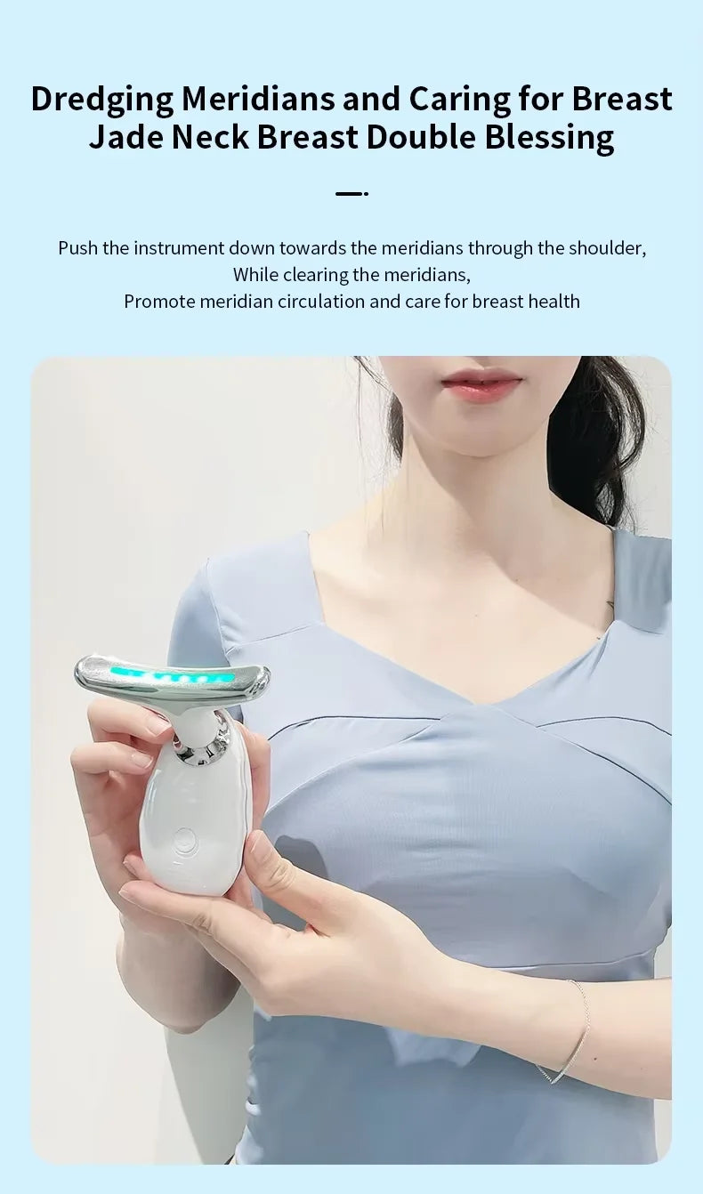 facial Microcurrent, Chin Lifting Face Neck Beauty Device LED Photon Firming Rejuvenation Anti Wrinkle Skin Care Facial Massager