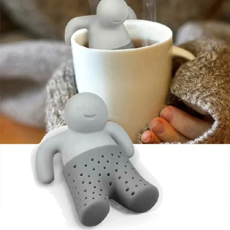 Mr. Tea Man Model Tea Infuser Interesting Food Grade Tea Infuser Tea Leaf Tea Filter Tea Bag, Creative Silicone Tea Strainer