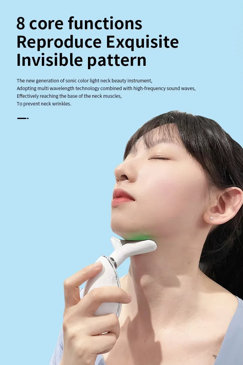 facial Microcurrent, Chin Lifting Face Neck Beauty Device LED Photon Firming Rejuvenation Anti Wrinkle Skin Care Facial Massager