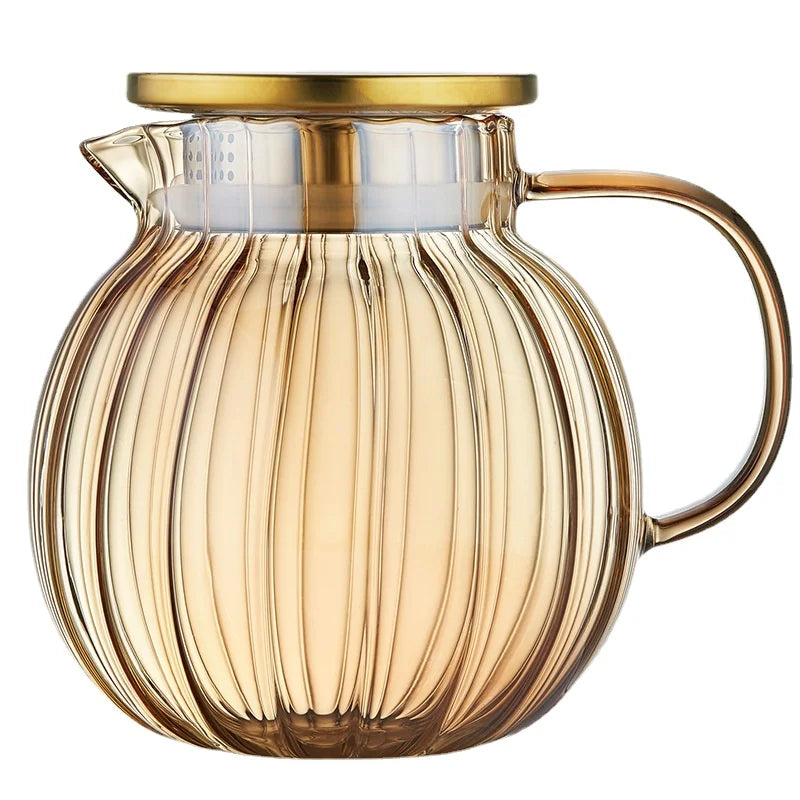 Coffee Teapot, Glass Kettle Pots Teapot Kawaii Color Pumpkin Thermal Water Bottle 1000ml with Cup Moka Pot Home Appliance Kitchen Accessories
