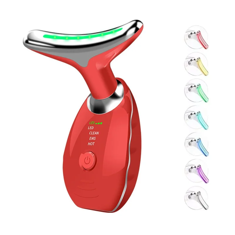 facial Microcurrent, Chin Lifting Face Neck Beauty Device LED Photon Firming Rejuvenation Anti Wrinkle Skin Care Facial Massager