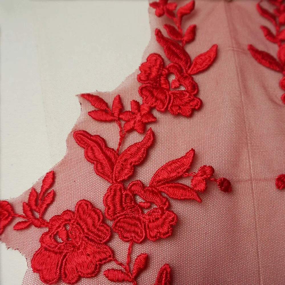 Embroidered Lace Applique Sewing Flower Fabric Collar Patch For Wedding Party Gown Bridal Dress Clothes DIY Crafts