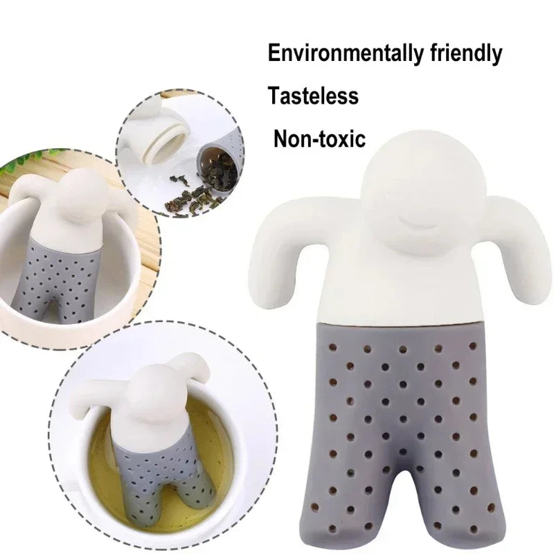 Mr. Tea Man Model Tea Infuser Interesting Food Grade Tea Infuser Tea Leaf Tea Filter Tea Bag, Creative Silicone Tea Strainer