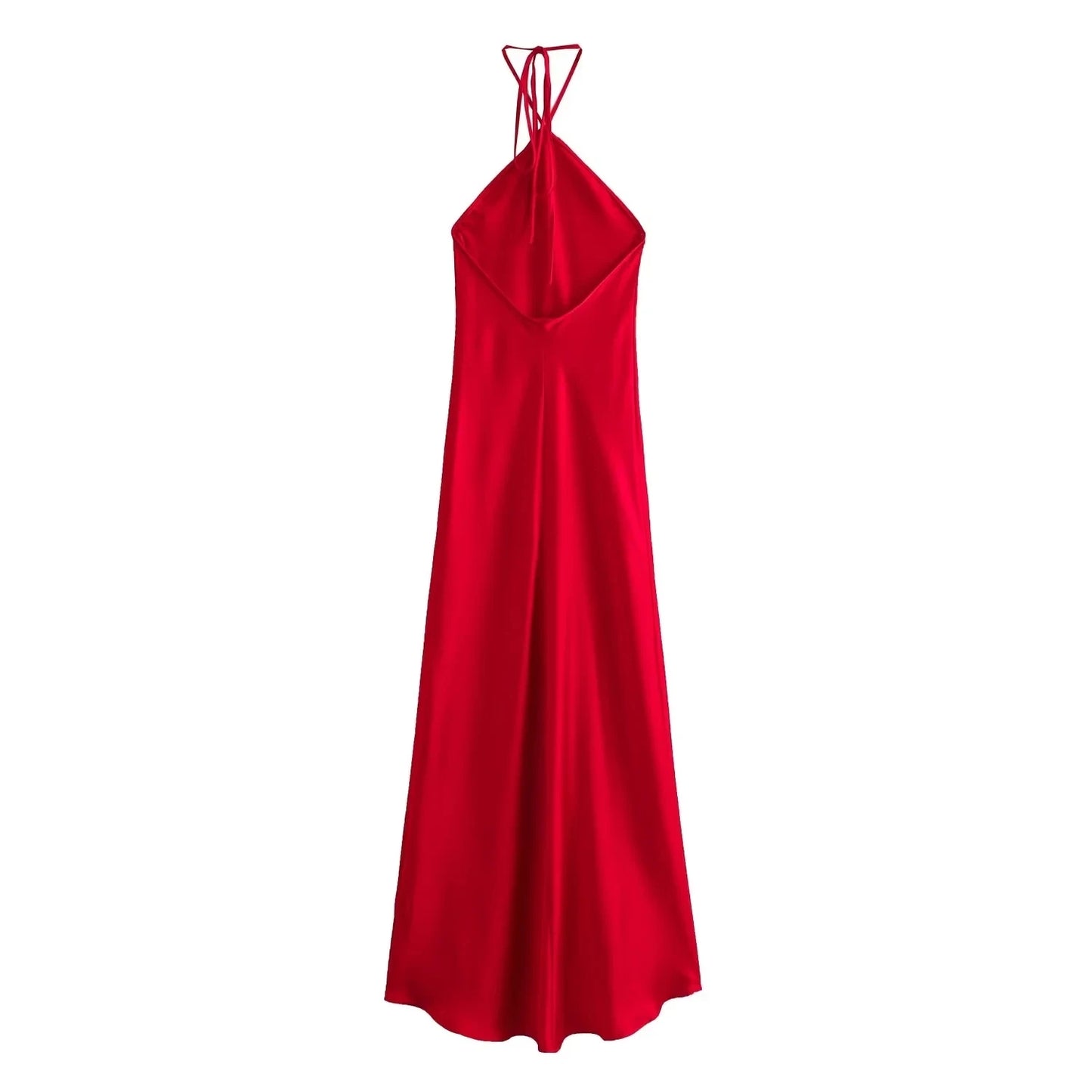 2024 Halter Long Dresses for Women Backless Satin Dress Woman Off Shoulder Sexy Midi Dresses Elegant Evening Party Dress