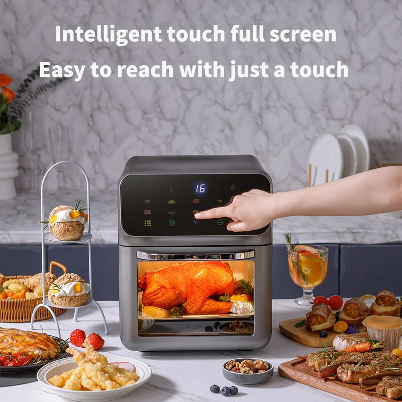 Air Fryers, 10L Large Capacity Electric Oil-free Automatic Household Kitchen 360°Baking Convection Oven Deep Fryer without Oil
