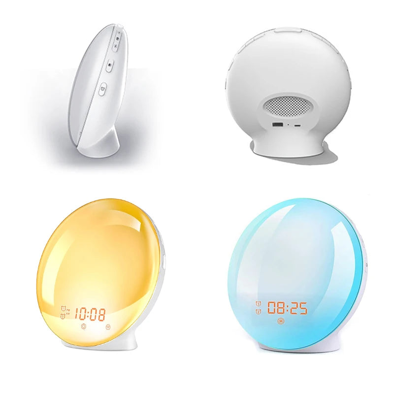 Alarm Clock, Wake Up Alarm Clock Light with Sunrise/Sunset Simulation Dual Alarms FM Radio Nightlight 7 Colors Natural Sounds Snooze