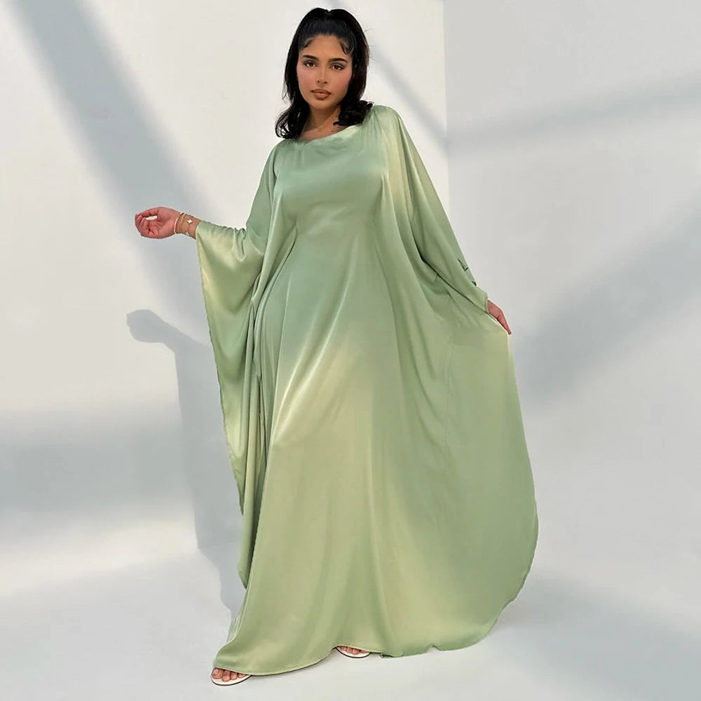 Comfortable Classic Abaya 2024 Islamic Clothing Satin Fabric Batwing Kaftan Women's Dresses Modest Abaya Women Muslim Dress
