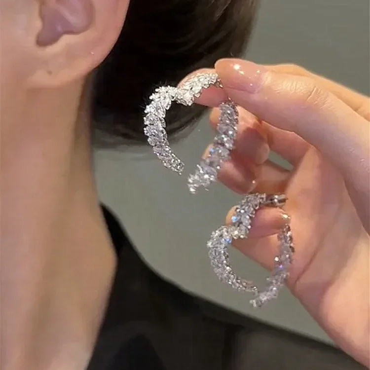 Luxury Earrings Shiny Zircon Fashion Personality Party Charm Jewelry Wheat Leaf Earring for Women Girls Valentine's Day Gift