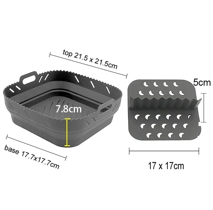 Air Fryer Silicone Tray Fried Chicken Baking Tool Oven Baking Tray with Divider Plate Reusable Liner Airfryer Silicone Basket