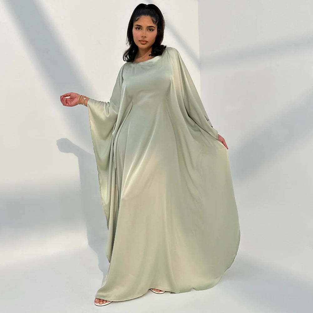 Comfortable Classic Abaya 2024 Islamic Clothing Satin Fabric Batwing Kaftan Women's Dresses Modest Abaya Women Muslim Dress