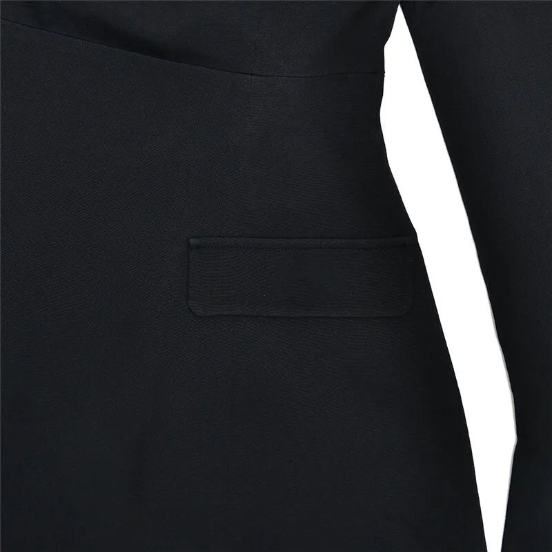 Mozision Off-shoulder Long Sleeve Sexy Mini Dress For Women Two Pocket Strapless Backless A-line Club Party Sexy Dress Elegant