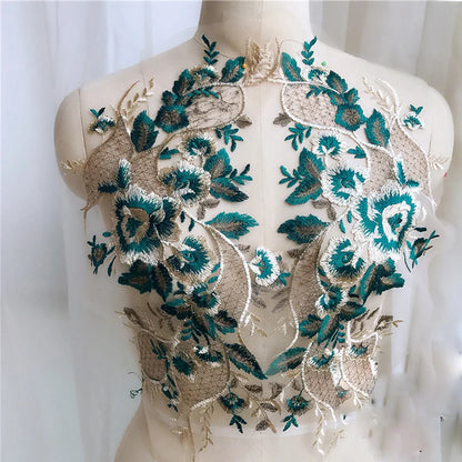 Gold Flower Lace Fabric Trim Ribbon Neckline Collar Embroidered Applique Sewing Craft Wedding Dress Clothes New