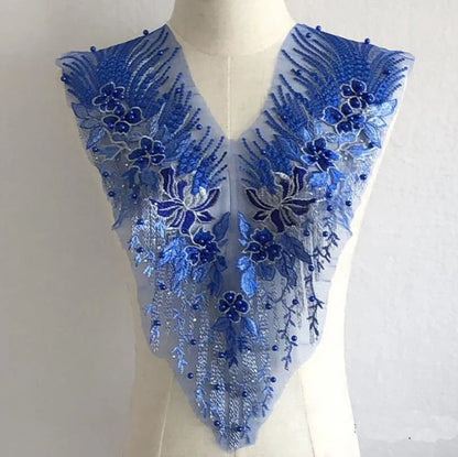 Prom dress lace, Blue Frence Fabric Lace Trimmings Sequins Patches Designs Appliques For Prom Ball Gown Wedding Dress Costumes Diy Party