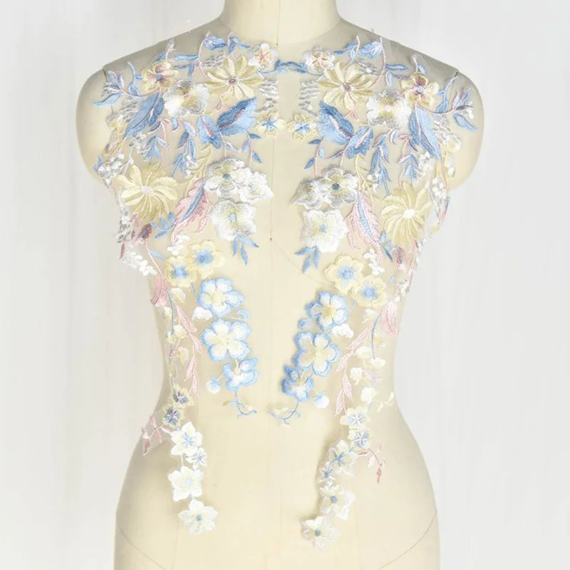 Gold Flower Lace Fabric Trim Ribbon Neckline Collar Embroidered Applique Sewing Craft Wedding Dress Clothes New