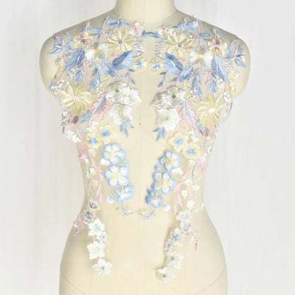 Gold Flower Lace Fabric Trim Ribbon Neckline Collar Embroidered Applique Sewing Craft Wedding Dress Clothes New