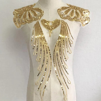 Gold Flower Lace Fabric Trim Ribbon Neckline Collar Embroidered Applique Sewing Craft Wedding Dress Clothes New